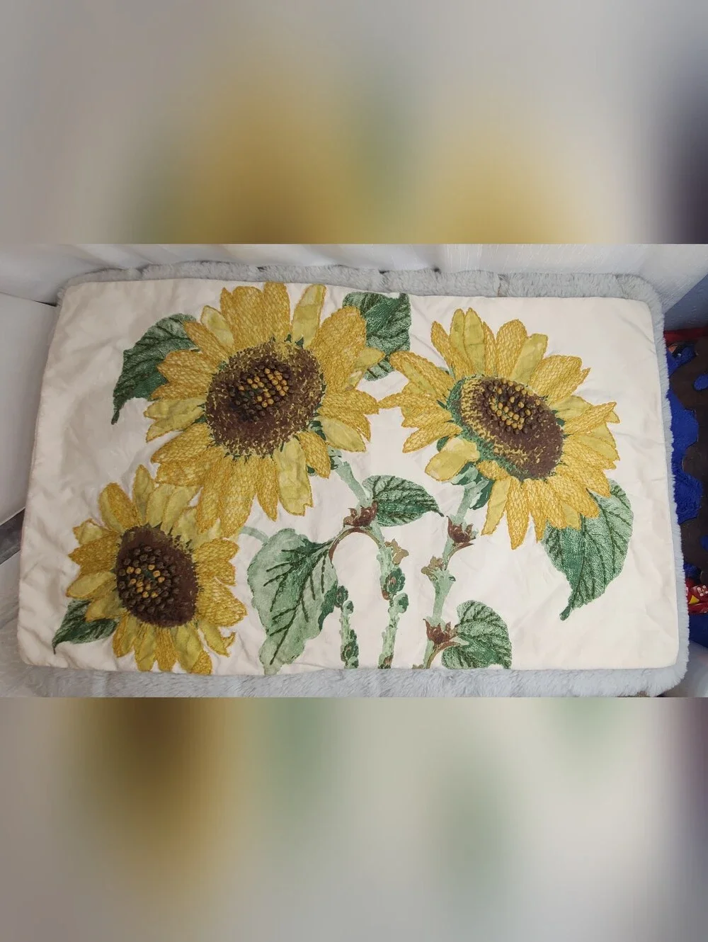 RARE (2) Pottery Barn SUNFLOWER EMBROIDERED Pillow Cover 16”x26” FALL HOLIDAY